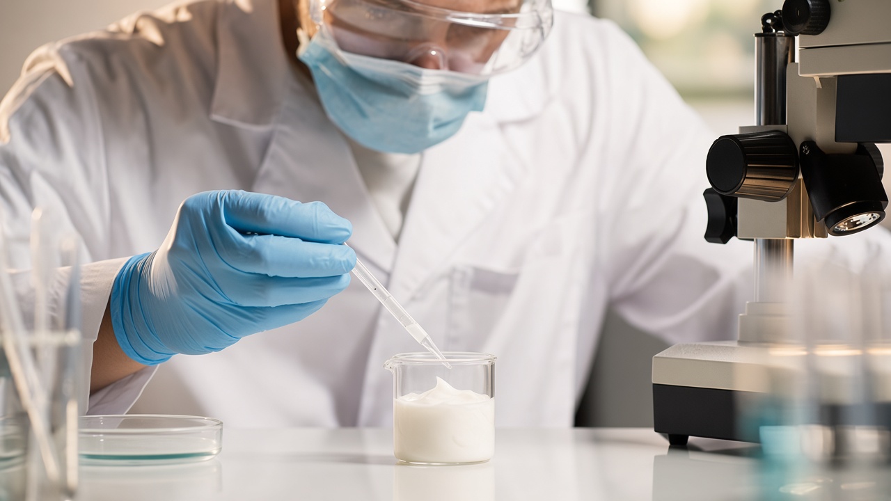 Laboratory testing of a cosmetic sample