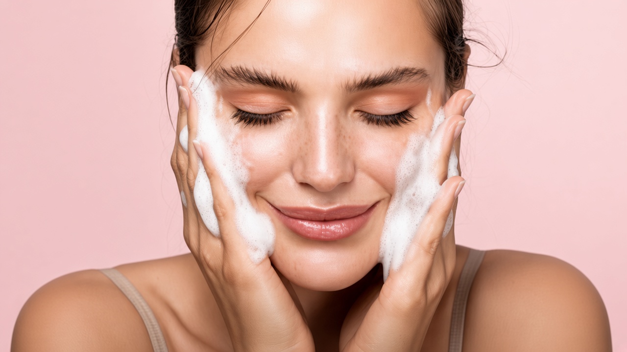 Face wash being applied